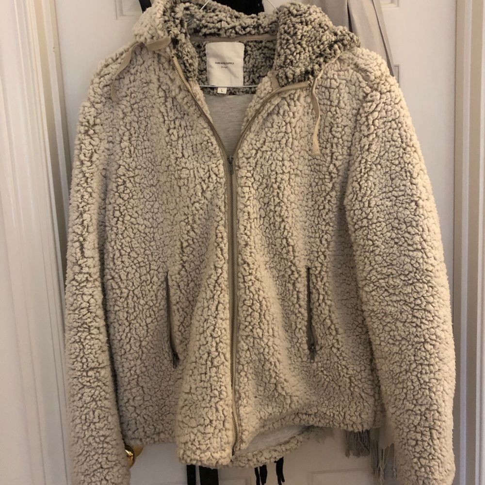 Fuzzy zip up jacket